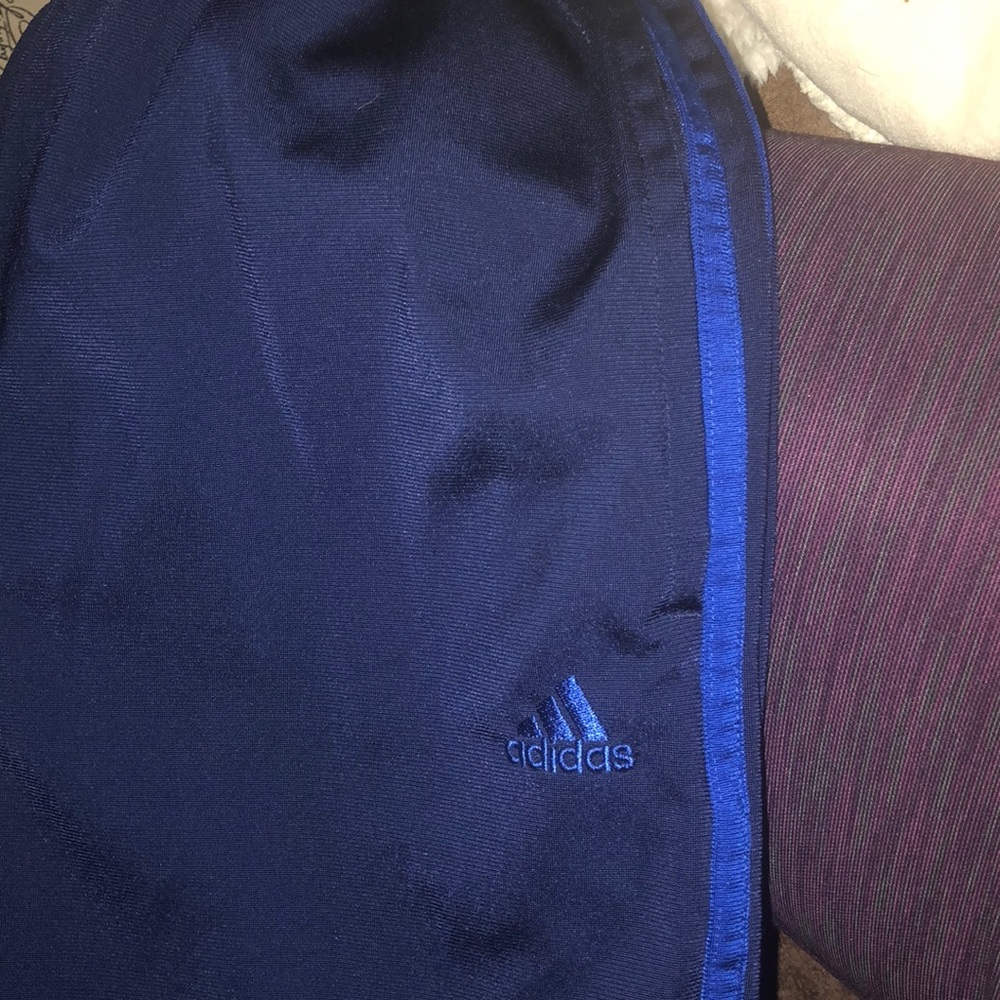 Adidas blue with blue stripe jogger pants